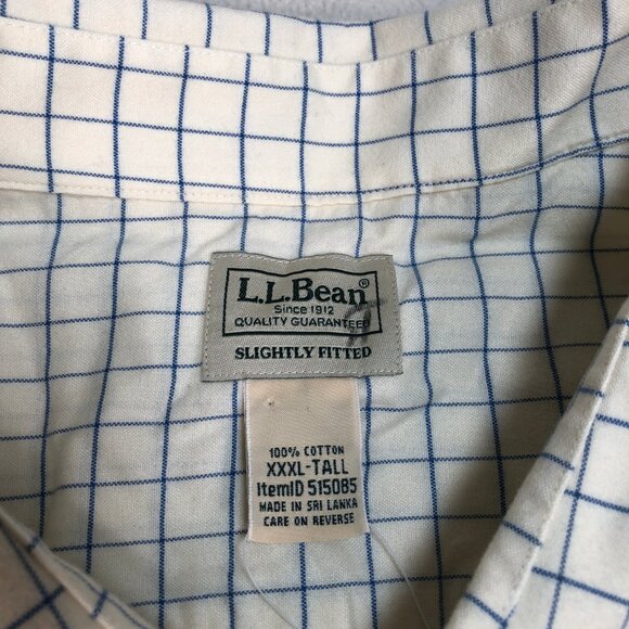 L.L Bean Shirt Men's 3XLT Off-White Windowpane Plaid Flannel Wrinkle Free Tall - Picture 3 of 15